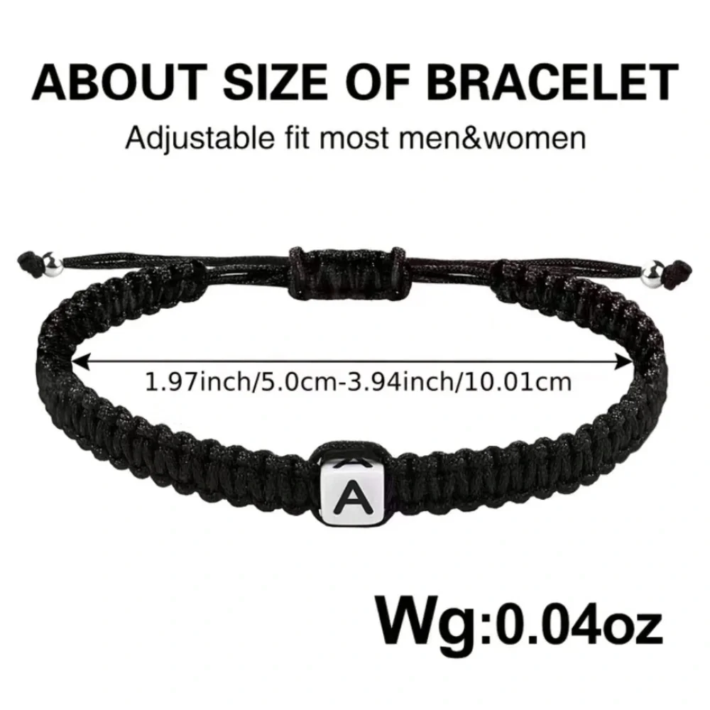 🌹Handmade Initial R Letter Ladies Men Black Rope Adjustable Hand Rope Bracelet - Picture 2 of 4